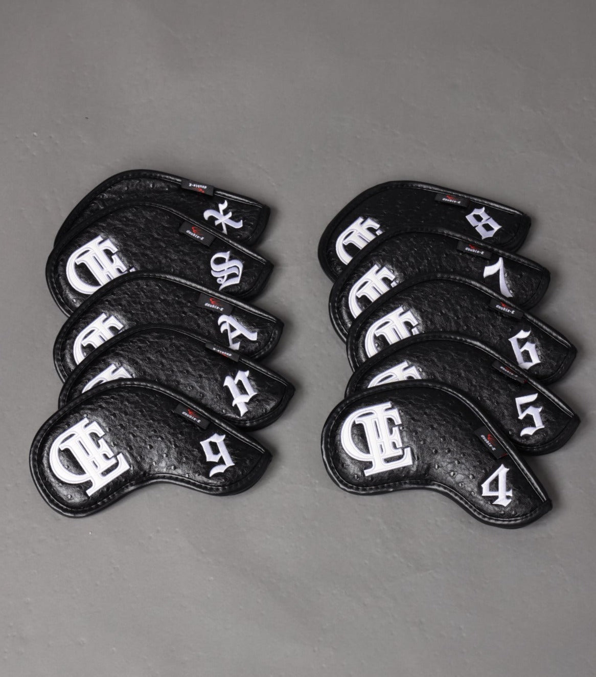 【double E golf】アイアンカバー10枚セット【オーストリッチ柄】