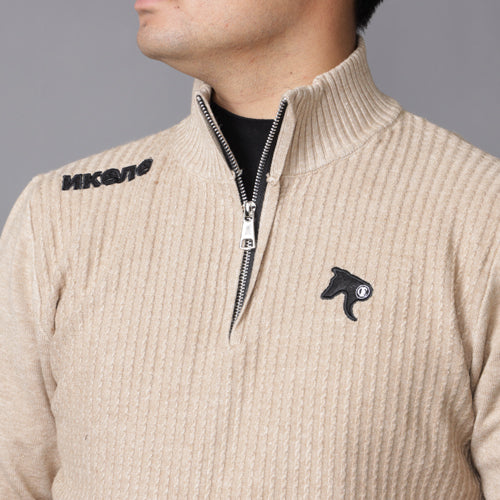 【double E golf】ジッパートップスニット【胸元ドーベルマンロゴ・ユニセックス】