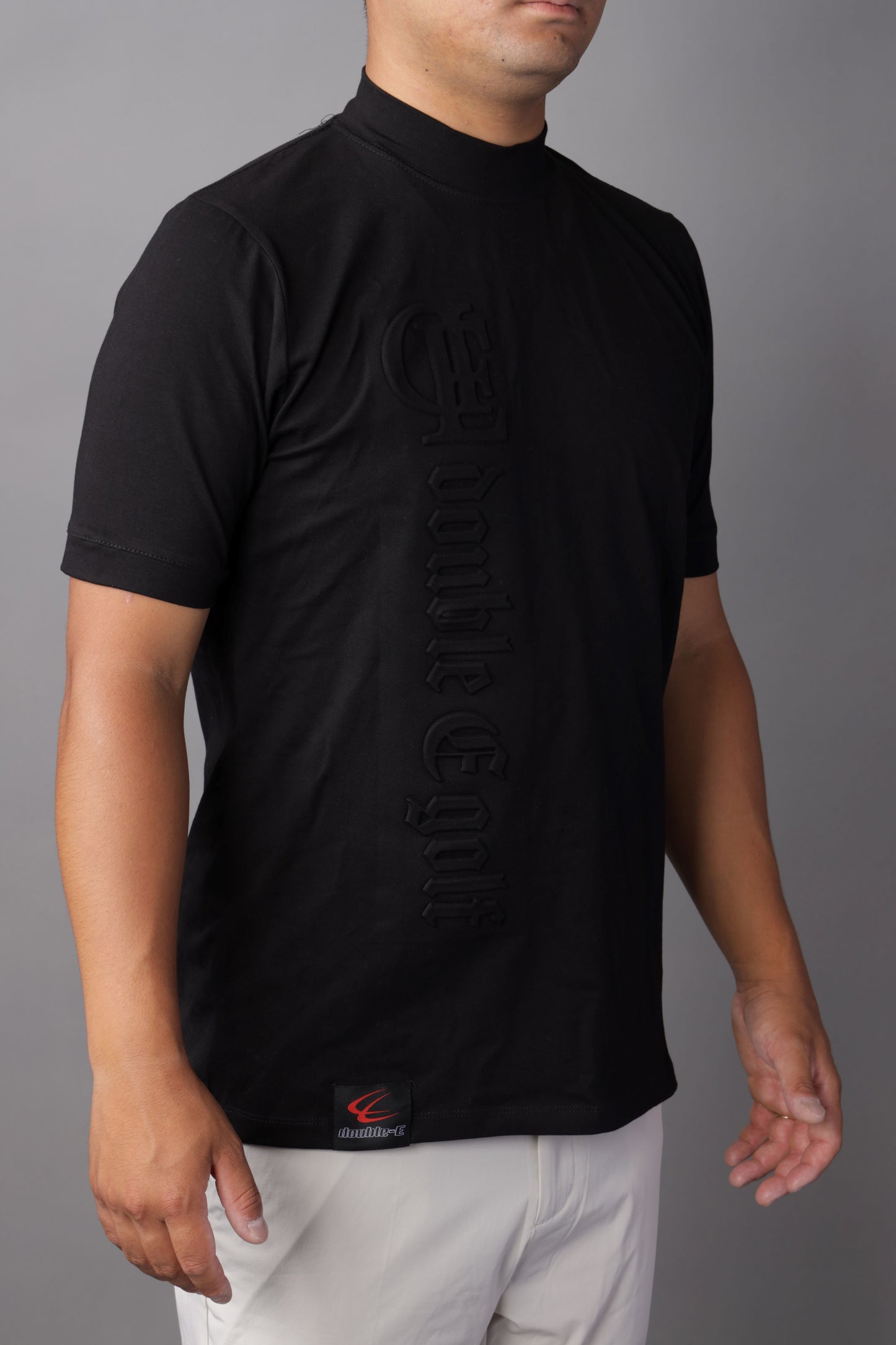 【doubel E golf】モックネック3DエンボスTシャツ 【吸水性・吸湿性】