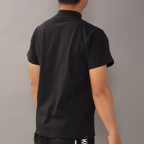 【double E golf】モックネック ロゴネーム 半袖Tシャツ【ラインストーン・ユニセックス】