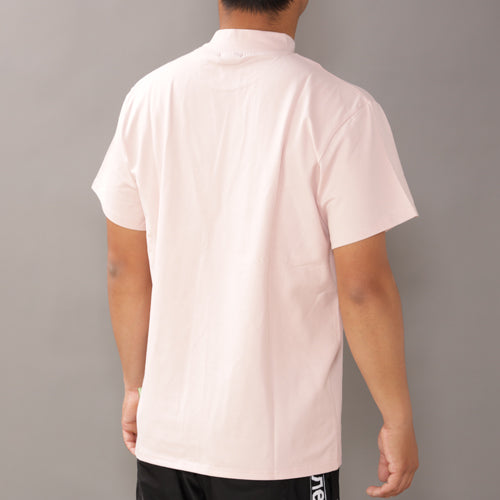 【double E golf】モックネック シンボルロゴTシャツ【ラインストーン・ユニセックス】