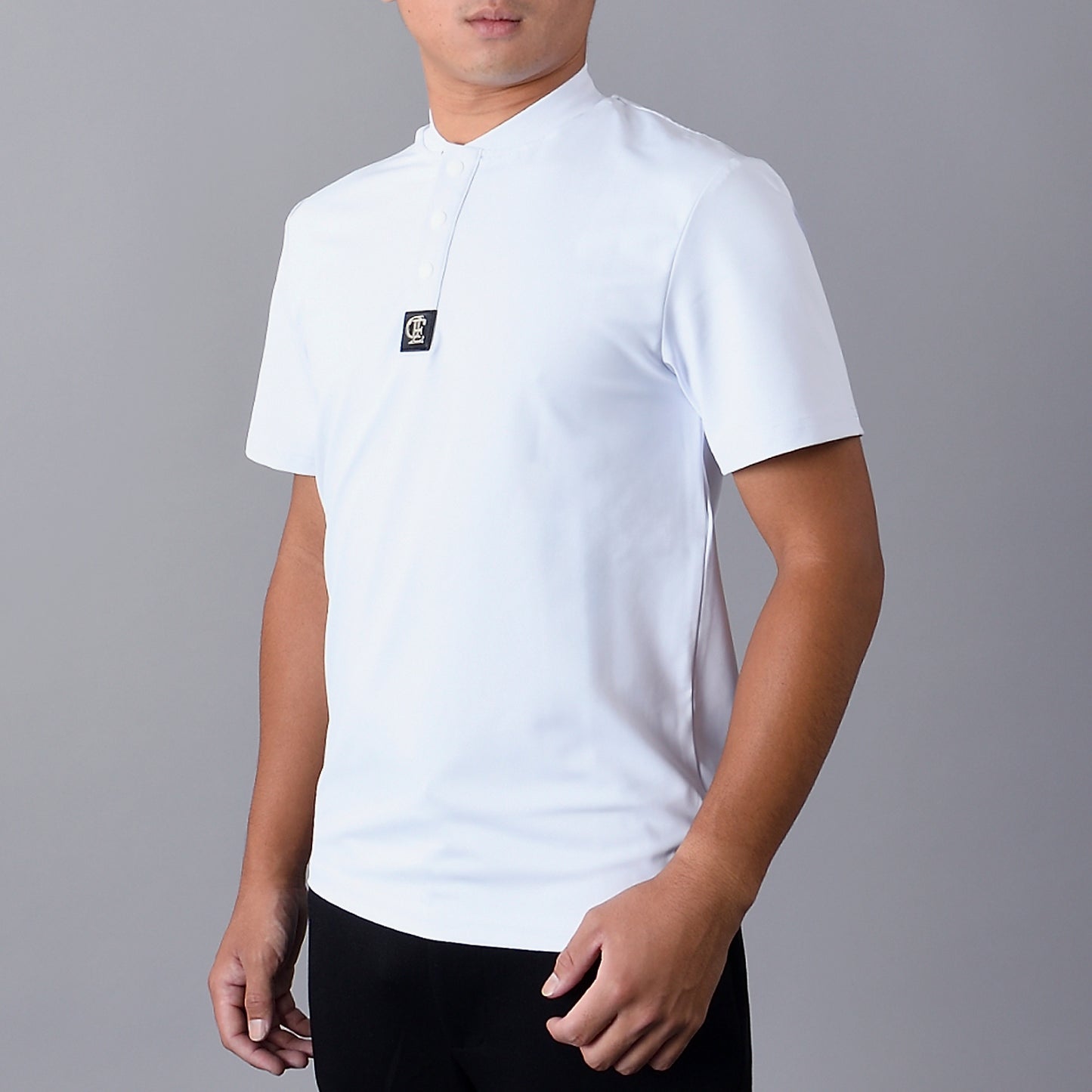 【double E golf】バックストライプ Tシャツ 【3カラー/ボタン付き】
