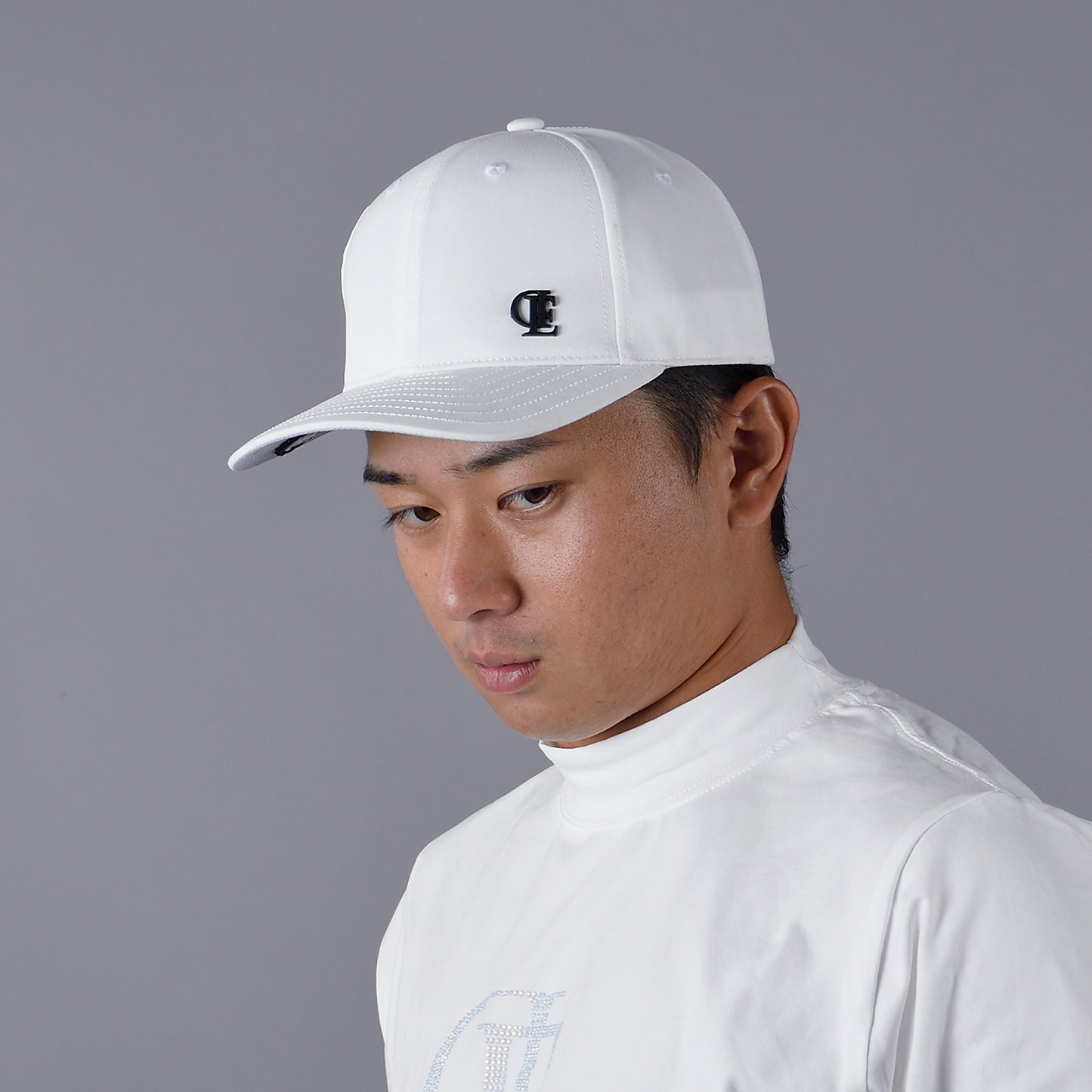 【double E golf】ワンポイントキャップ 【ホワイト&ブラック/ユニセックス】