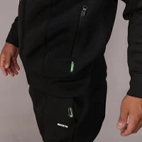 【double E golf】スポンジボンディング パーカー メンズ ZIP ストレッチ 厚みのある柔らか素材 セットアップ対応 ブラック グレー ゴルフウェア 練習着 普段使い