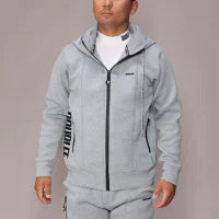 【double E golf】スポンジボンディング パーカー メンズ ZIP ストレッチ 厚みのある柔らか素材 セットアップ対応 ブラック グレー ゴルフウェア 練習着 普段使い